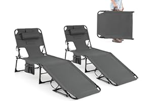 GYMAX Tanning Chair with Face Hole, Sun Bathing Lounge Chairs for Outside with Side Pocket, Folding Portable Face Down Layout
