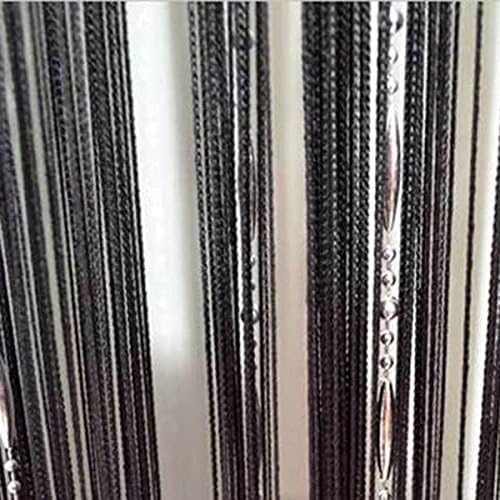 Drape String with Bead Chain Solid Door Curtains Home Decrations (2, Chain Black)