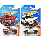 Hot Wheels 2016 Hot Trucks Performance 2017 Ford F-150 Raptor in Red and White SET OF 2