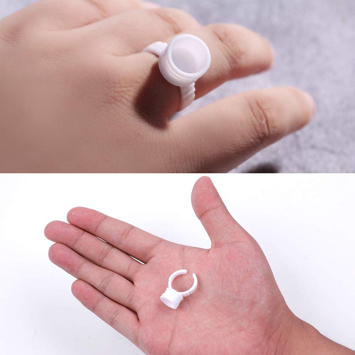 Nail Extension Ring, 100Pcs Plastic Cosmetic Circularity Tattoo Gel Holder Sticky Pigment Tool, White : Beauty