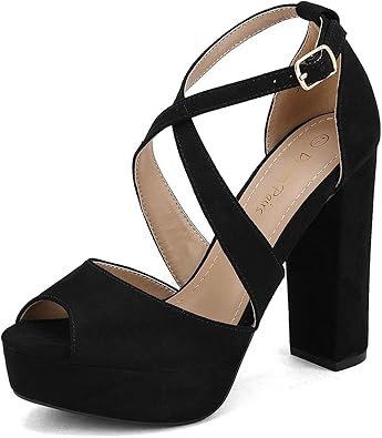 black suede chunky heels