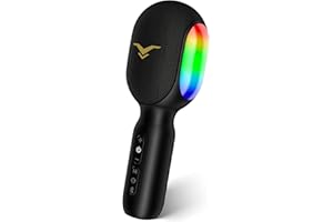 STAGESOUND Wireless Bluetooth Karaoke Microphone, 5-in-1 Portable Handheld Mic Speaker with Dynamic RGB Lights, Mini Karaoke Machine for Car Travel Home Party, Music Recording, Duet Singing, Gift for Kids Adults
