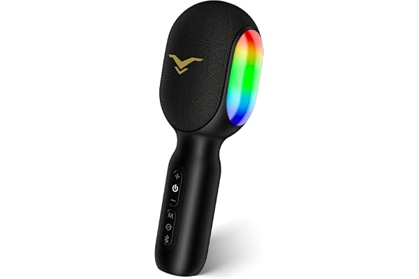 Wireless Bluetooth Karaoke Microphone, 5-in-1 Portable Handheld Mic Speaker with Dynamic RGB Lights, Mini Karaoke Machine for