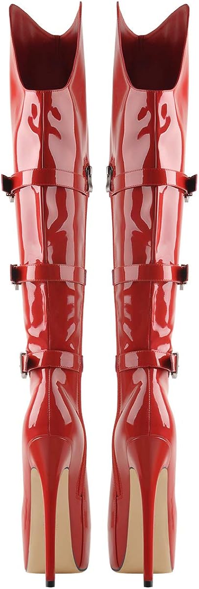 amazon red thigh high boots