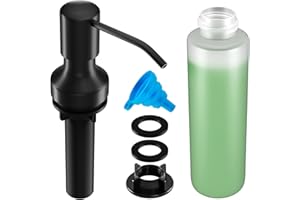 NVMTUUO Soap Dispenser for Kitchen Sink, Kitchen Sink Soap Dispenser with 17 OZ Bottle, Refill from The Top Bar, Longer Threaded Shaft Shank, Wide Pump Head Base (Black)