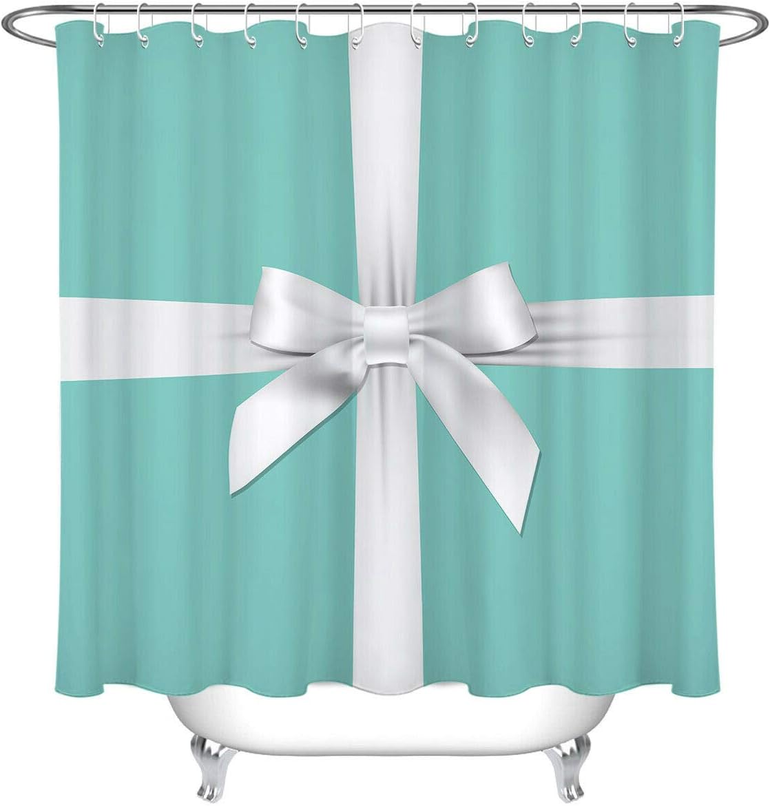 Amazon Com Bdhbhduio Plain Background Silver Bowknot Pattern Shower Curtain Set Waterproof Fabric Shower Curtain Bath Shower Bathroom Accessories Home Kitchen