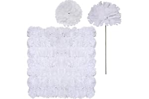 Supla 100 Pack Artificial Carnation Flowers Picks Bulk White Carnations Stems Silk Carnation Flower Heads with Wired Stems 3.5" x 7.9" (WXH) Floral Arrangement DIY Wreaths