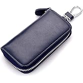 Genuine Leather Key Holder Bag with 2 Card Slot & 6 Hooks & 1 Access Card,Key Case Car Key Holder Wallet for Men Women