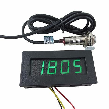 DIGITEN LED-Tachometer mit 4 Zahlen, U/min, Tacho, und Raum- Näherungs-Sensor-Schalteffekt NPN.