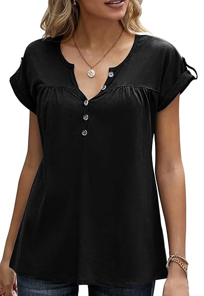 VANKOVISHION SHORT SLEEVE T-SHIRTS TOPS CASUAL BASIC TEES FOR WOMEN