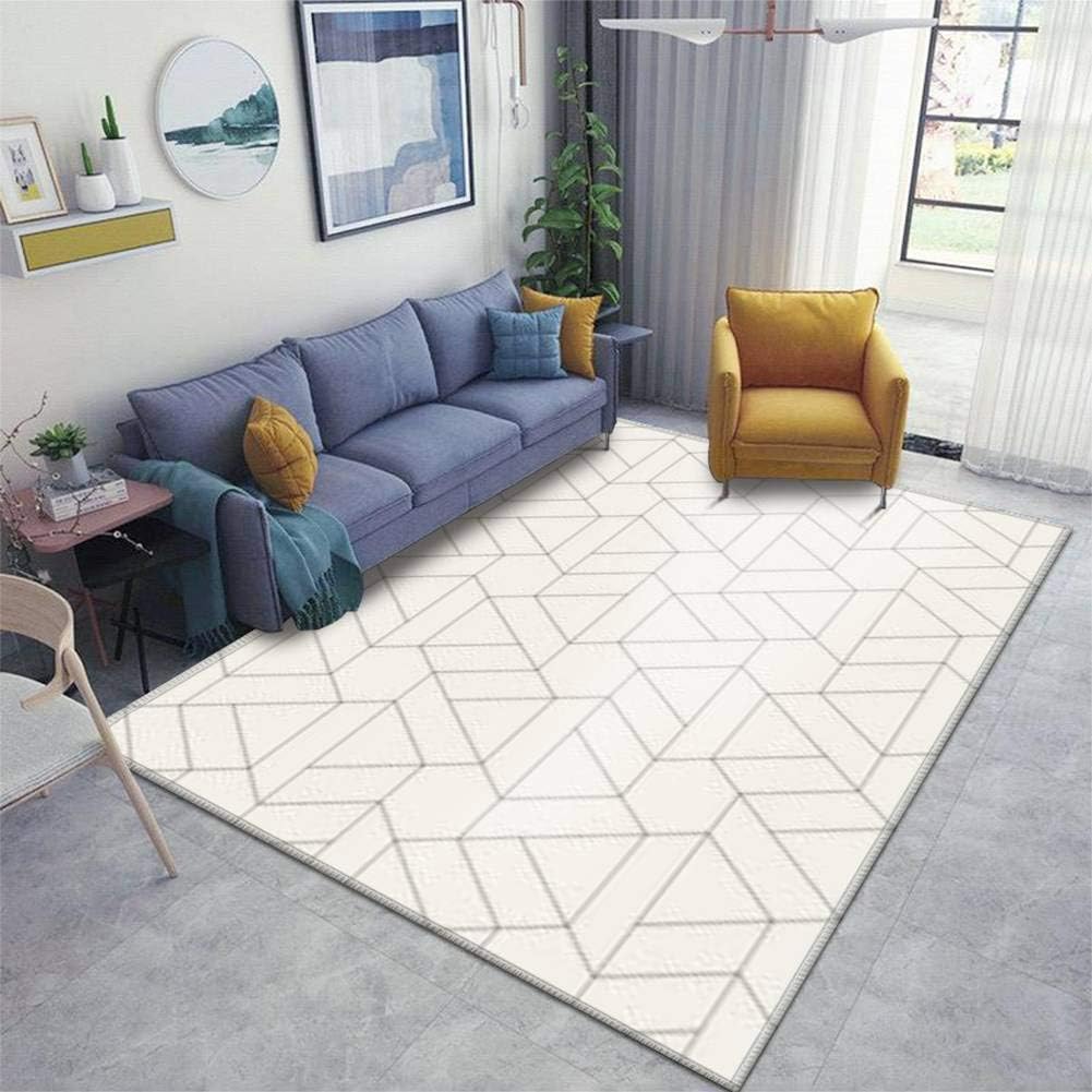 Home Area Runner Rug Pad Seamless Linear with Crossing Thin Poly Lines, Polygons Abstract Thickened Non Slip Mats Doormat Entry Rug Floor Carpet for Living Room Indoor Outdoor Throw Rugs