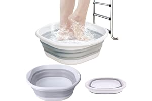 RuDily Portable Pool Foot Bath,Collapsible Pool Foot Wash Basin Tub,Foot Bath Basin for Above Ground Swimming Pools Accessories (Gray)