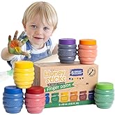 Honeysticks Non Toxic Finger Paint (6 Bright Colours), Washable from Skin, Safe Finger Painting for Toddlers, Kids Ages 1-3, 