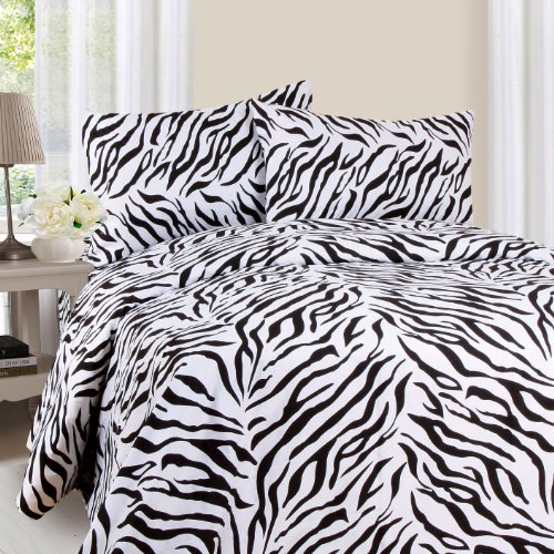 Bedford Home 1200 Series 4-Piece Sheet Set, King, Zebra