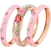 UJOY Womens Multi-Colors Cloisonne Bracelet Plated Flower Hollowed Enameled Hinged Cuff Bangles Jewelry Gift 88A10