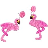 Cute Beaded Flamingo Earrings Bohemian Classic Love Bird Earrings Tropical Flamingos Drop Animal Earrings Women Jewelry