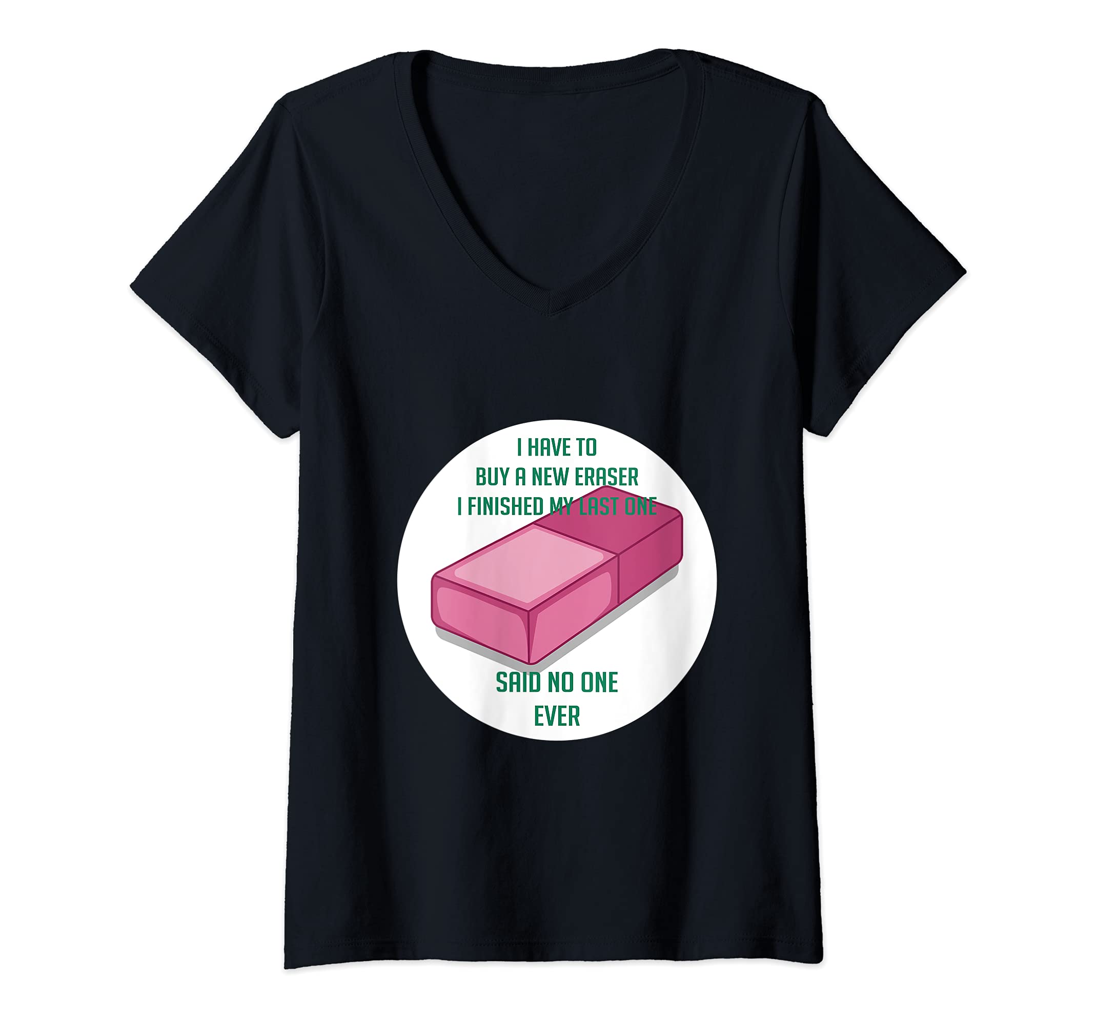 Womens Finished Eraser Student V-Neck T-Shirt