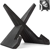 PUERSI Now Playing Vinyl Record Stand, Wooden Display Vinyl Holder Stand | Retro Now Spinning Record Accessories - Black