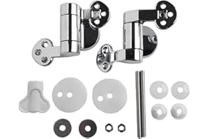 Zinc Alloy Toilet Seat Hinges with Soft-Closing Slow-Down Function, Adjustable Chrome Plated Replacement Kit for Wood Resin a