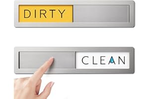RICALIN Dishwasher Magnet Clean Dirty Sign - Premium Stainless Steel Kitchen Sign Funny with Three Adhesives Included, Works on Magnetic & Non-Magnetic Surfaces, Kitchen Decor Accessories, Silver