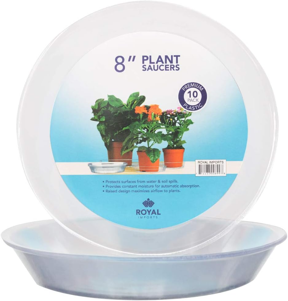 Royal Imports 8" Clear Deep Plastic Plant Saucers Drip Trays, Base for Indoor