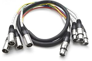 Seismic Audio - 4 Channel XLR Snake Cable - 5 Feet Long - Pro Audio Snake for Live Live, Recording, Studios, and Gigs - Patch, Amp, Mixer, Audio Interface 5'