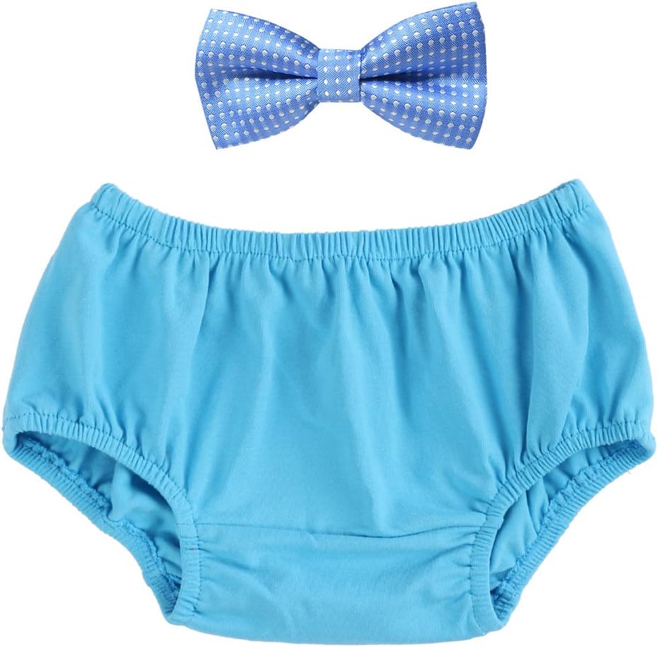 Kids Baby Boys Toddlers 1st / 2nd Birthday Bloomer Shorts Pre-Tied Bow Tie Elasticated Necktie Cake Smash Photo Props 2PCS Formal Gentleman Outfit Suit