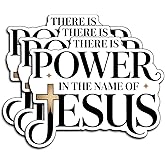 (3Pcs) There is Power in The Name of Jesus Stickers Christian Inspirational Bible Waterproof Vinyl Decal Kindle Water Bottle Bumper Car Hard Hat Phone Laptop Religious Scripture Prayer Gifts - 3x2.5