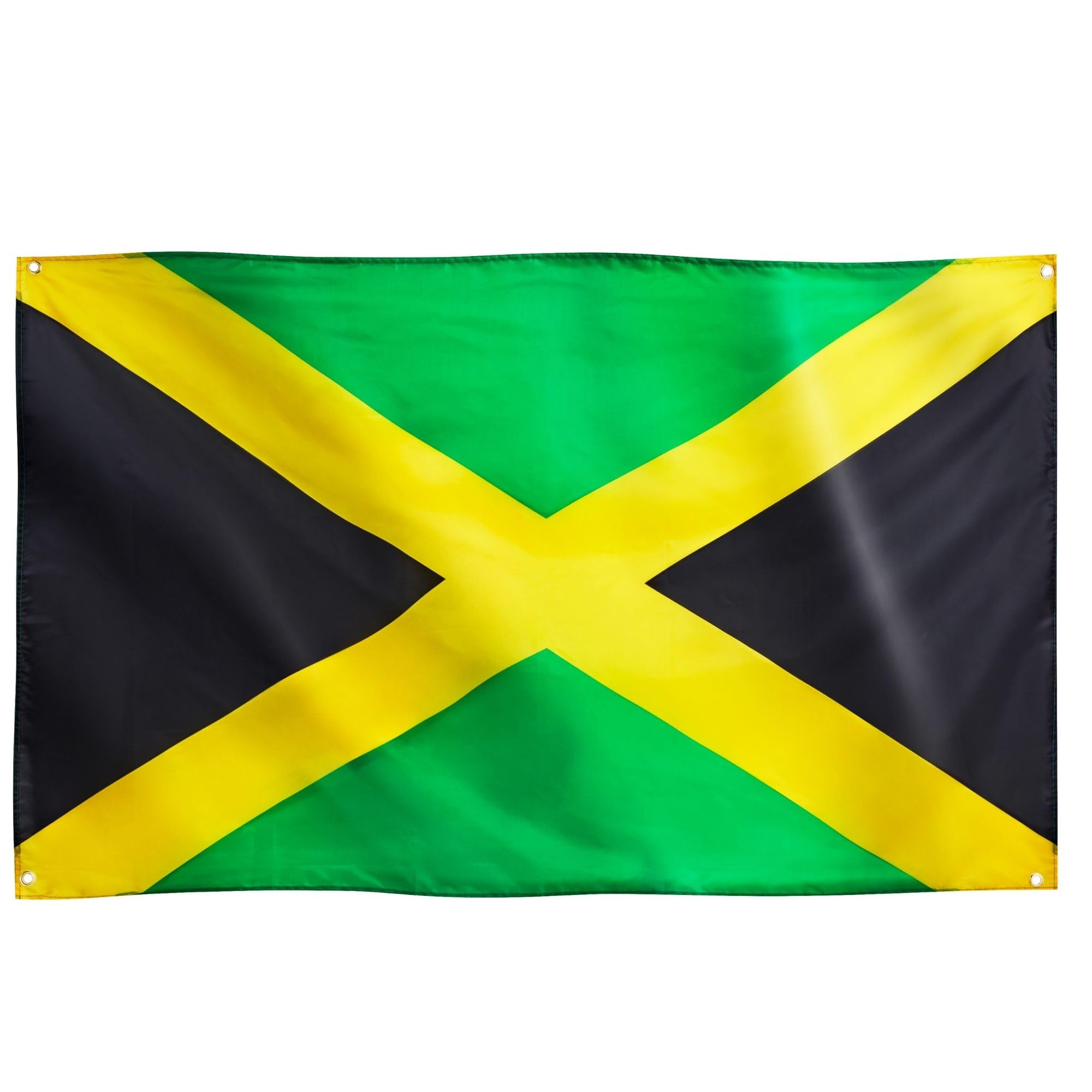 Runesol Jamaica Flag, 91x152cm, (3ft x 5ft) Jamaican Banner, 4 Grommets, Eyelet in Every Corner, Olympics Celebration, Flag Jamaica, Premium Flags, Inside, Outside, Vivid Colours — image 1