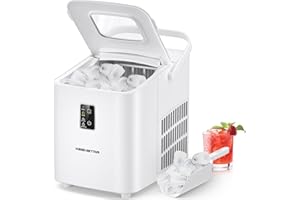 KEENSTAR Countertop Ice Maker, Portable Ice Maker Machine 26.5lbs/24Hrs, 8 Bullet Ice Ready in 6 Mins, Self-Cleaning Handheld Ice Maker with Ice Scoop, Ice Basket for Home Kitchen Office RV Party