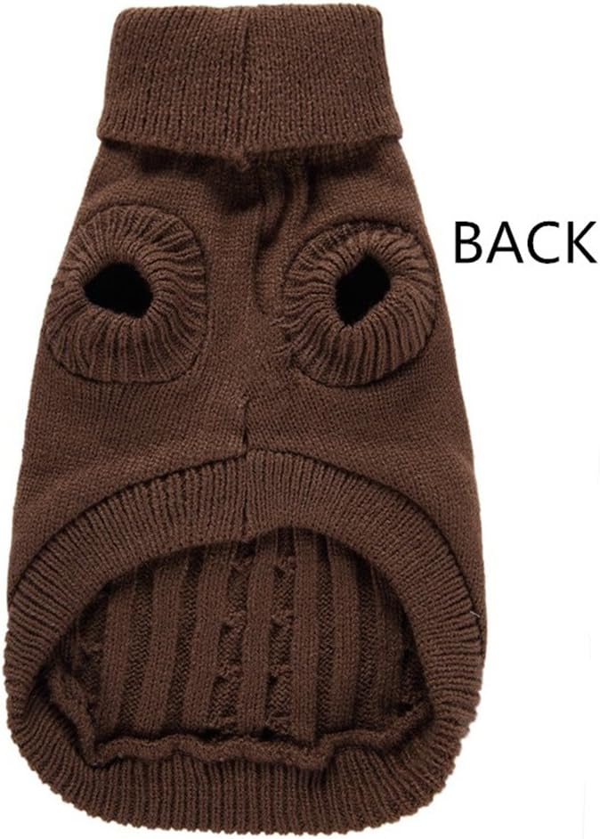 Cute Pet Puppy Cat Dog Warm Jumper Sweater Knitwear Coat Apparel Vest Clothes for Small Medium Breeds Autumn Winter(L,Dark Brown) - Image 3