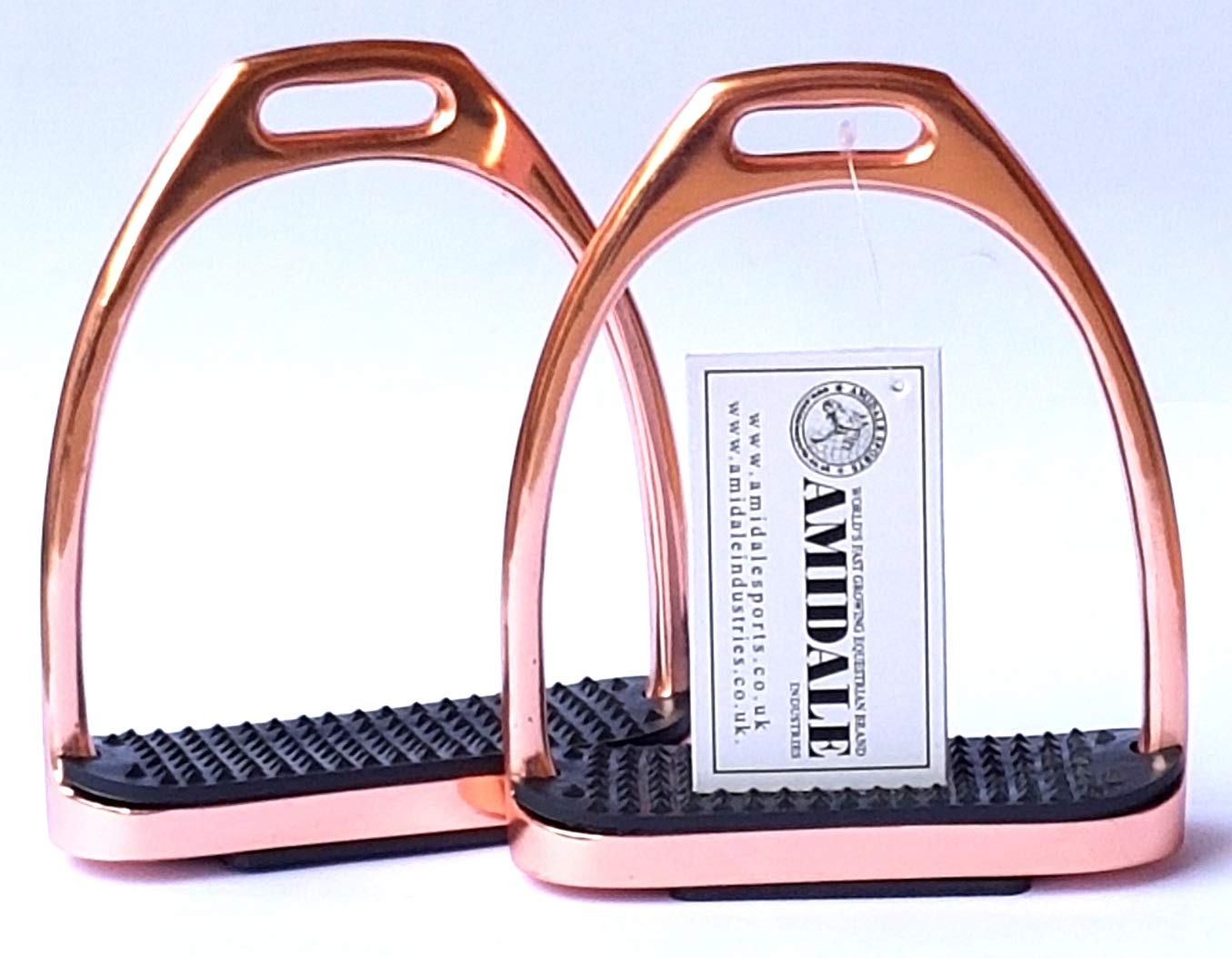 Amidale ROSE GOLD GLOSS FILLIS IRONS STIRRUPS HORSE RIDING STAINLESS STEEL BNWT