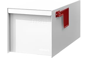 Adoorn Post Mount Mailboxes, 9.5 x 9.5 x 19.5 (HxWxD) Large, Galvanized Steel Modern Mailbox, for Daily Letters, Magazines and Packages, Weatherproof with Front Access Door - White