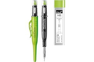 vasalat Pica Fine-Dry Deep Hole Marker 0.9 mm, Pencil Drill Hole Marker 7070 + 24 Replacement Graphite Leads HB 7030