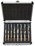 Neiko Pro 10230B 1/2&rdquo; Shank Silver and Deming Drill Bit, High Speed Steel | 8-Piece Set | 9/16&rdquo; to 1&rdquo;
