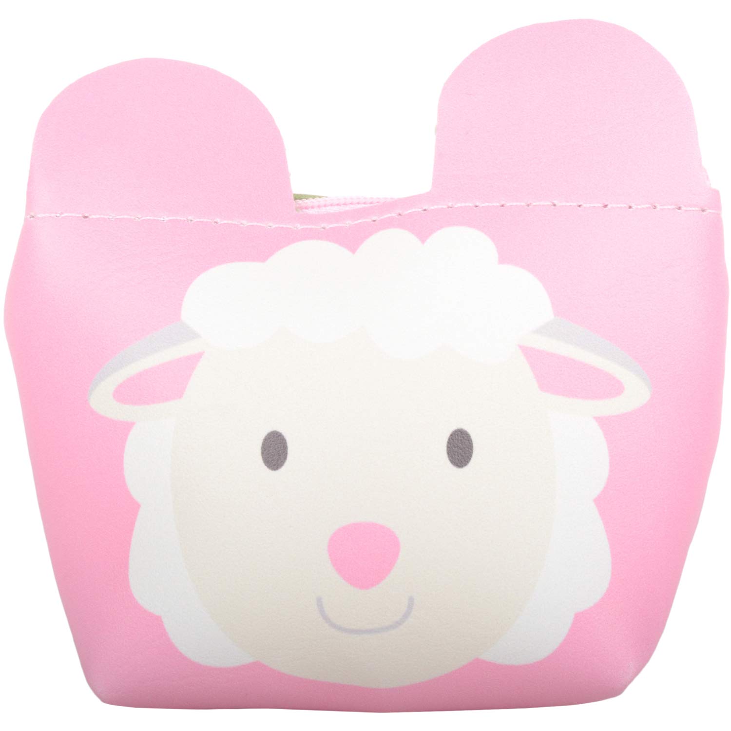 Childrens/Kids/Girls Novelty Faux Leather Animal Coin Money Holder Purse with Key Ring - Sheep