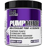 EVL PumpMode Nitric Oxide Supplement - Nitric Oxide Booster Pump Pre Workout Powder with Glycerol and Betaine for Muscle Recovery Growth and Endurance - Stim Free Pre Workout Drink (Furious Grape)