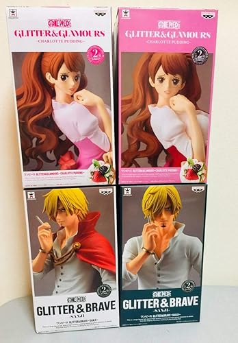 Amazon Co Jp ワンピース Glitter Glamours Charlotte Pudding シャーロットプリン Glitter Brave Sanji サンジ フィギュア 全4種 セット ホビー 通販