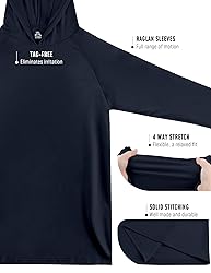 Hoodies for Men Rash Guard UPF 50 Sun Protection UV