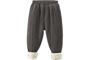 Girls Pants Comfy Elastic Waist Warm Sherpa Lined Sweatpants Solid Color Casual Winter Lounge Trousers