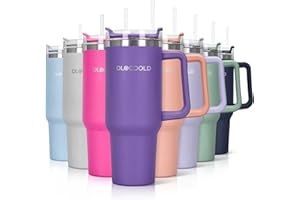 DLOCCOLD 40 oz Tumbler with Handle, Insulated Coffee Tumbler with Lid and Straw, Car Cup Holder Friendly (DarkViolet)