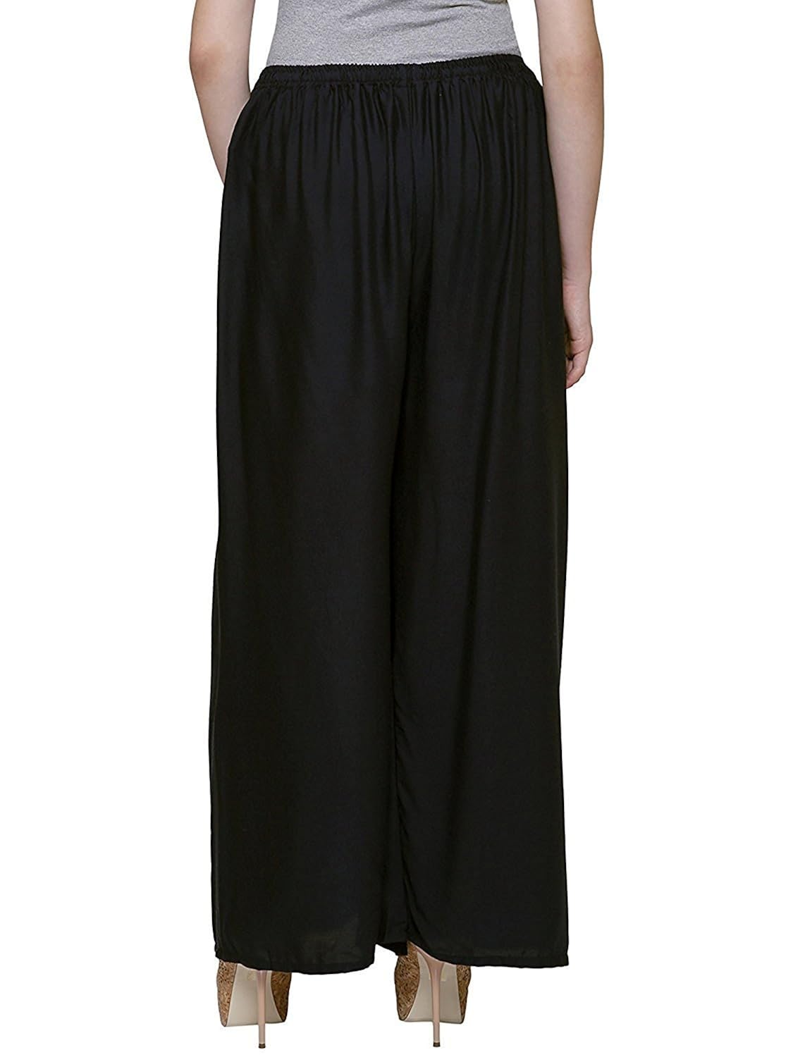 mrv fashion women's rayon plazzo pants (white and black, free size)