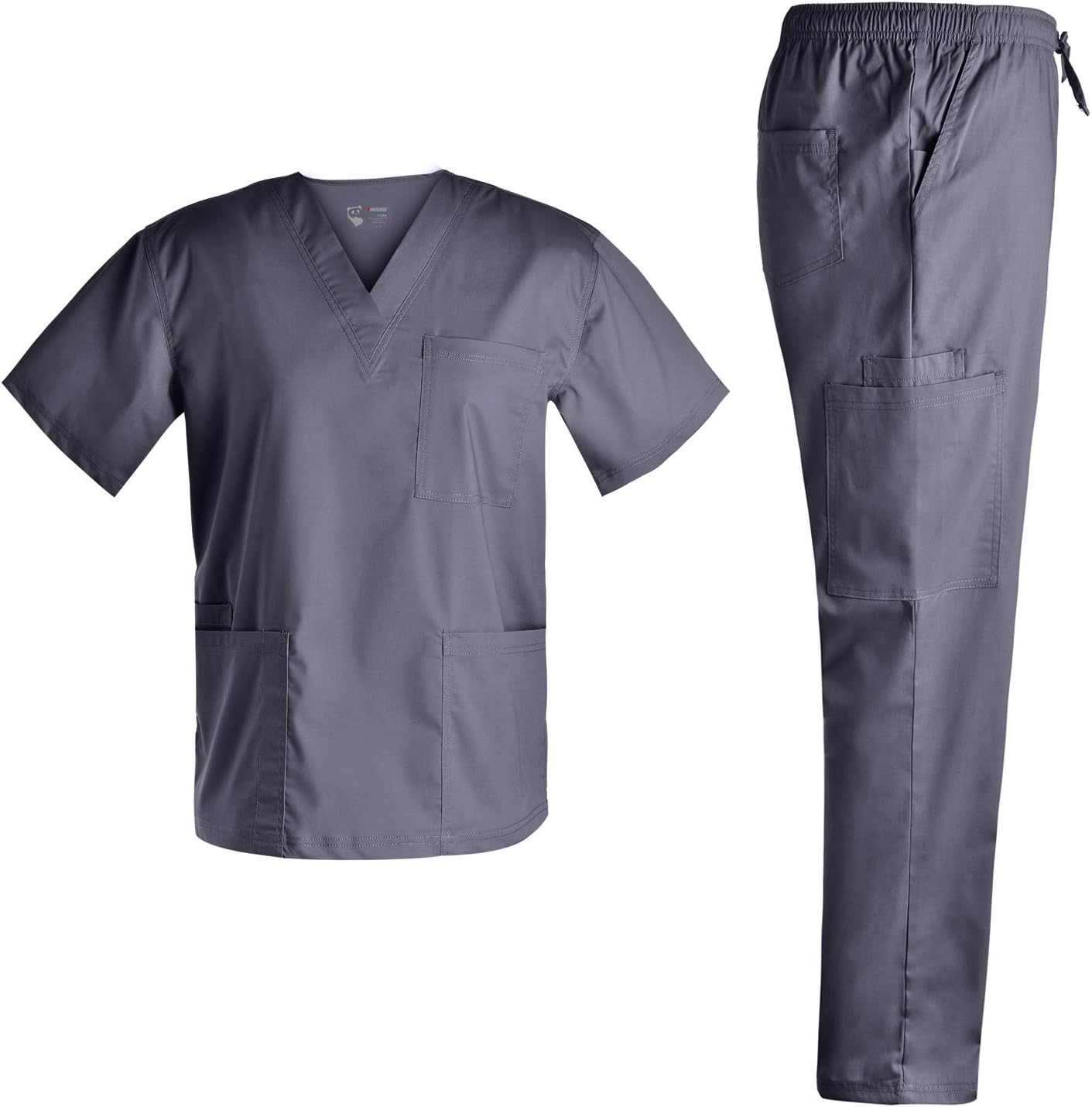 Men Basic V Neck Stretch Set - Plus Size Men Stretch Workwear Garden Work Set Top and Pants JY7301