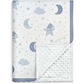Star Baby Blanket 30 x 40 Inches for Boys Girls, Toddler Newborn Infant, Soft Plush Receiving Blanket with Dotted Back, Gifts for Christmas Birthday Baby Shower