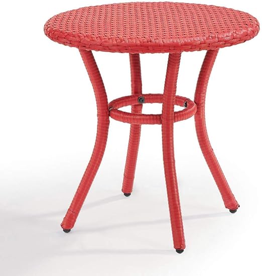 Rattan End Table Round Outdoor Patio Wicker Style