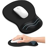 ZapDesk Ergonomic Mouse Pad with Wrist Rest, Gel Wrist Support, Black | 10.2 x 7.6 in Mouse Pad with Smooth Fabric Surface and Non-Slip Rubber Base for Office, Home, Study, and Gaming