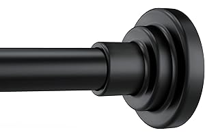 WIDYANA Shower Curtain Rod No Drill, 32-74 Inches Adjustable Matte Black Shower Rod, 1 Inch Diameter Stainless Steel Rod, Spring Tension Curtain Rod for Bathroom, Shower Stall, RV, Easy Installation, No Rust