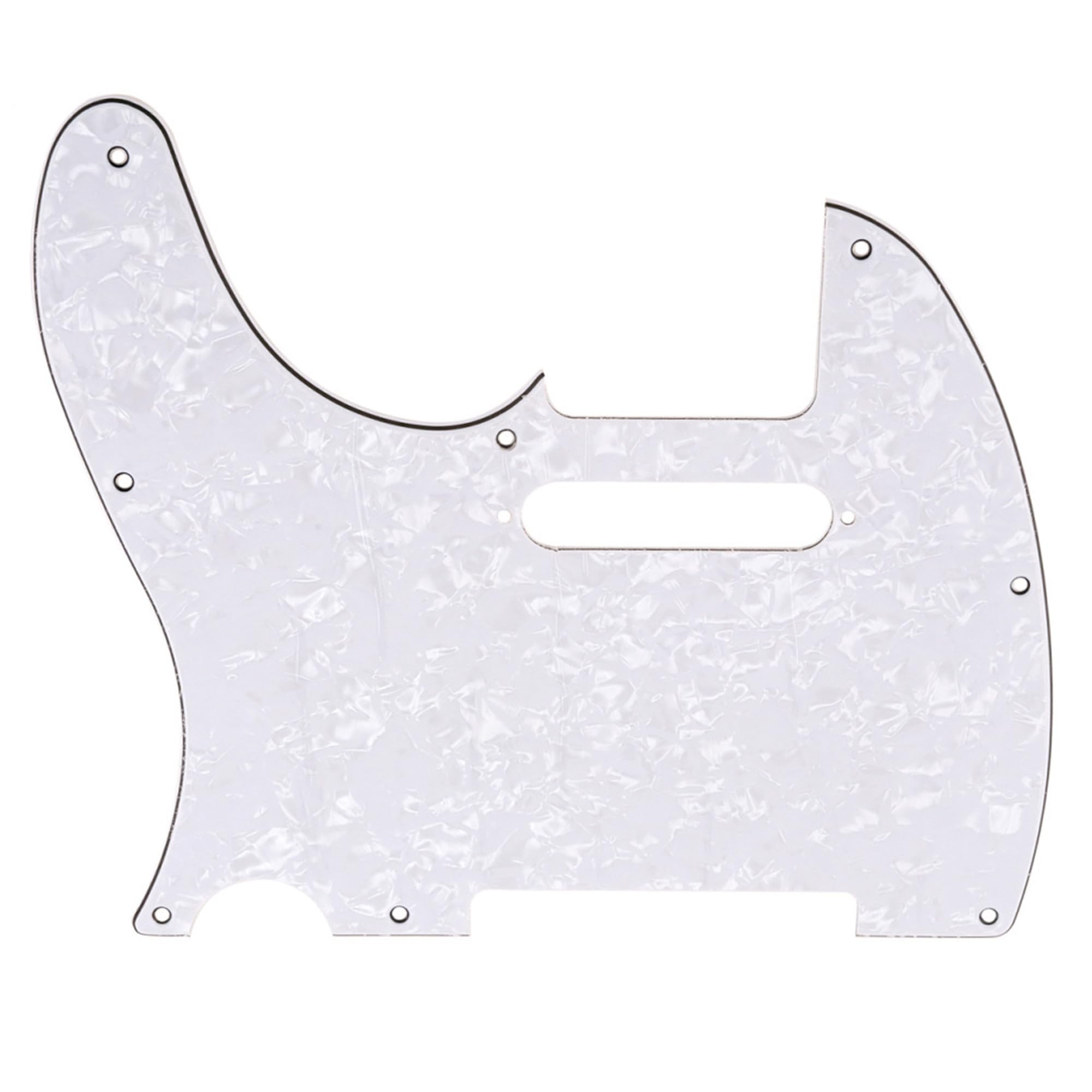 Musiclily Left Handed 8 Hole Guitar Tele Pickguard for American/Mexican Made Fender Telecaster Standard Modern Style, 4Ply White Pearl