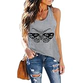 Fensajomon Skull Shirt for Women Sleeveless Printed Loose Workout Tank Top | Halloween 4th of July Country Concert Biker yoga Tees