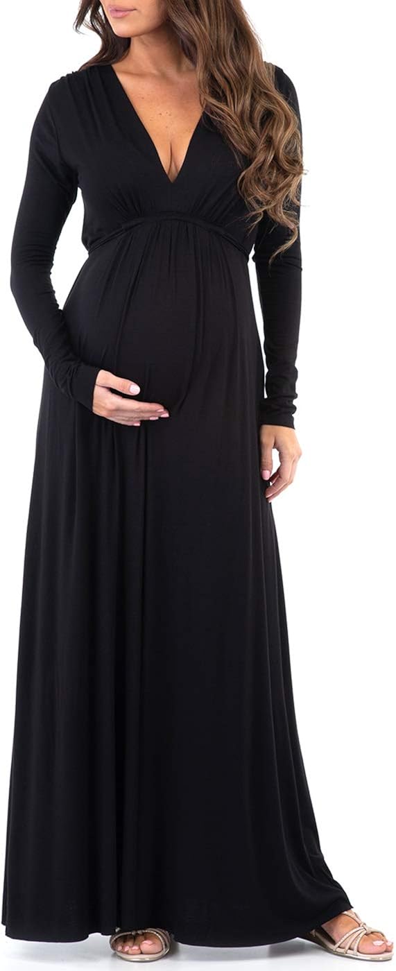 Women's Long Sleeve Maternity Dress with Waist Tie For Casual Wear or Baby Shower at  Women’s Clothing store